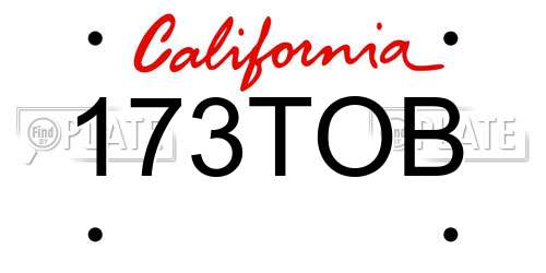 173TOB California License Plate