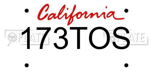 173TOS California License Plate