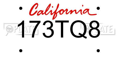 173TQ8 California License Plate