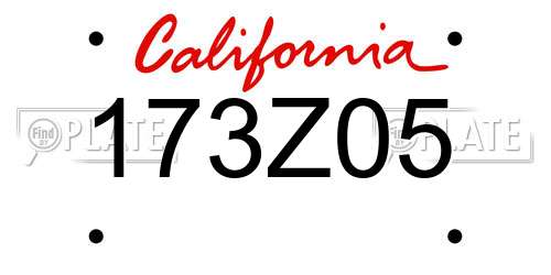 173Z05 California License Plate