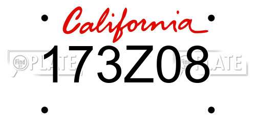 173Z08 California License Plate