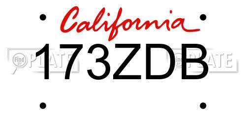 173ZDB California License Plate