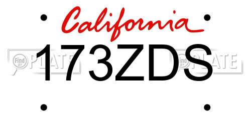 173ZDS California License Plate