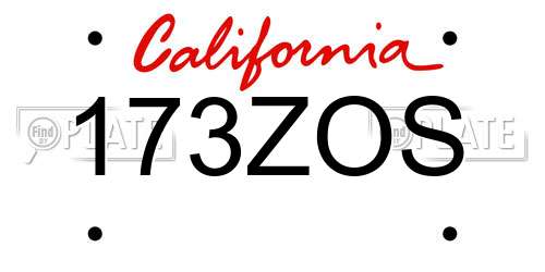 173ZOS California License Plate