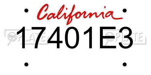 17401E3 California License Plate