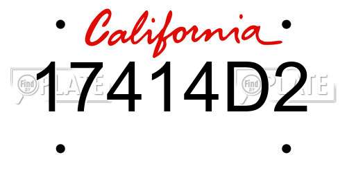 17414D2 California License Plate