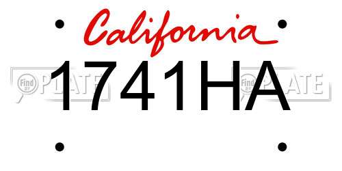 1741HA California License Plate