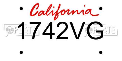 1742VG California License Plate