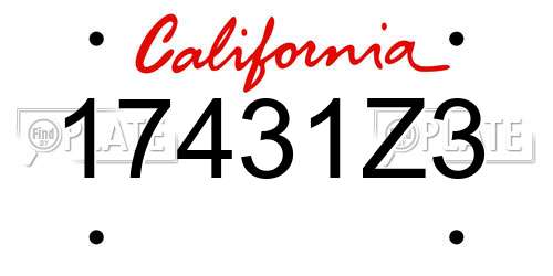 17431Z3 California License Plate