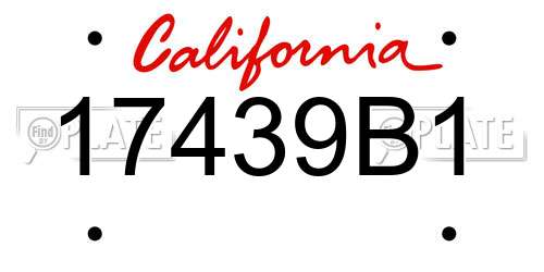 17439B1 California License Plate