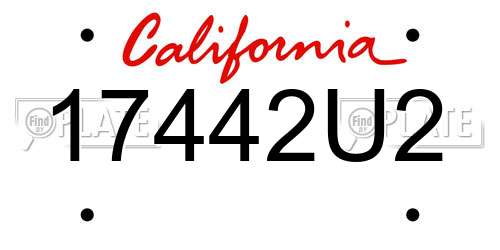 17442U2 California License Plate