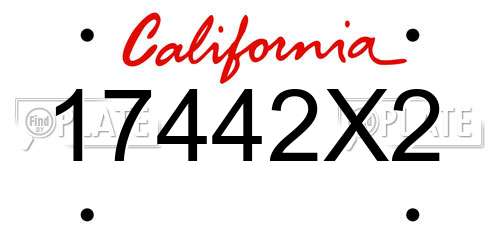 17442X2 California License Plate