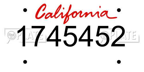 1745452 California License Plate