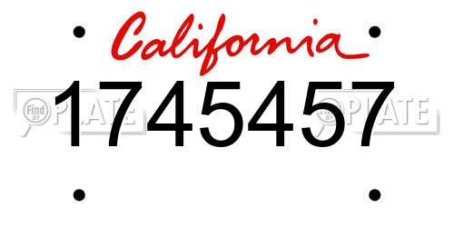 1745457 California License Plate