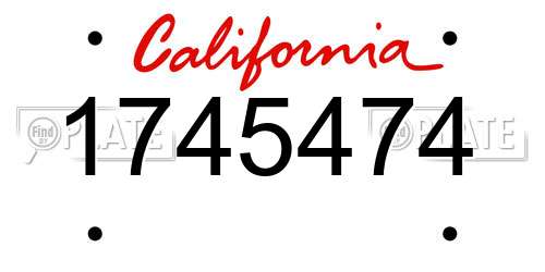 1745474 California License Plate