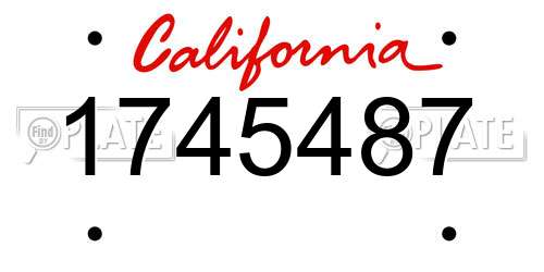 1745487 California License Plate