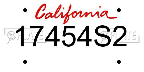 17454S2 California License Plate
