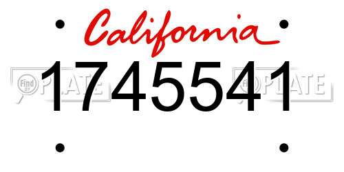 1745541 California License Plate