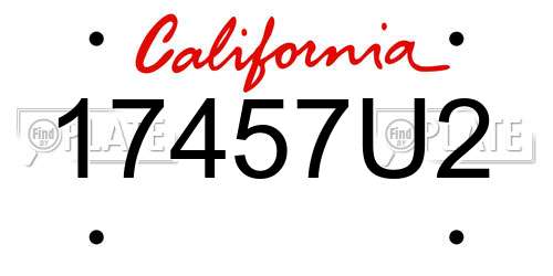 17457U2 California License Plate