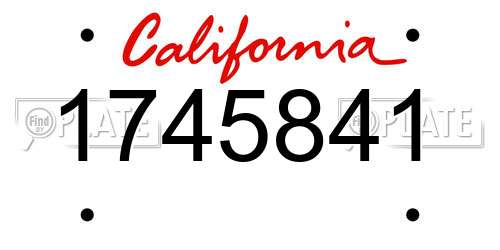 1745841 California License Plate