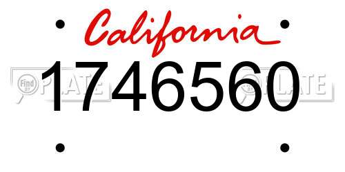 1746560 California License Plate
