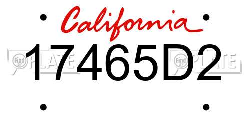 17465D2 California License Plate