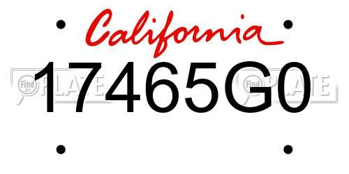 17465G0 California License Plate
