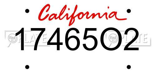 17465O2 California License Plate
