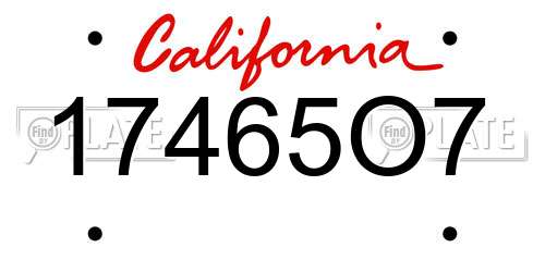 17465O7 California License Plate