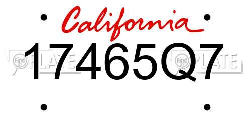 17465Q7 California License Plate