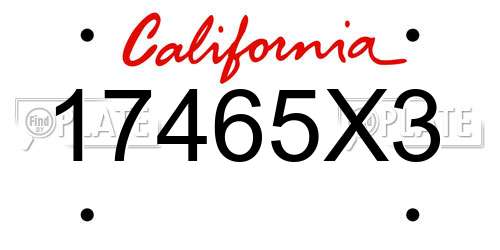 17465X3 California License Plate