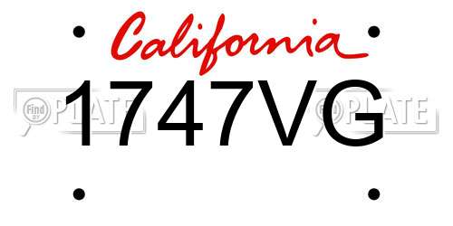 1747VG California License Plate