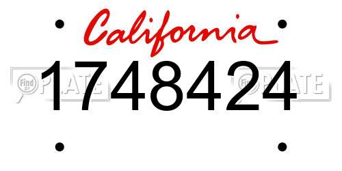 1748424 California License Plate