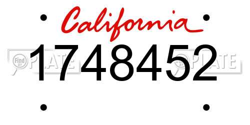 1748452 California License Plate