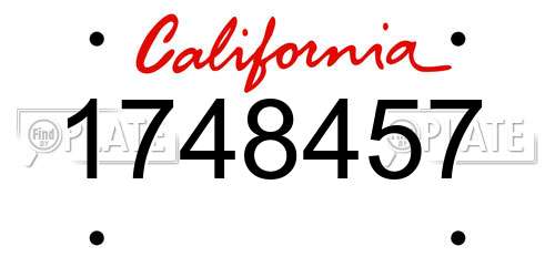1748457 California License Plate