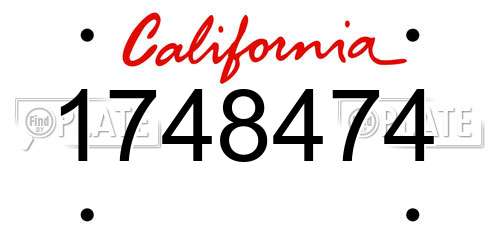 1748474 California License Plate