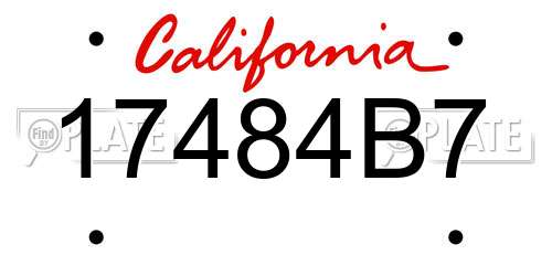 17484B7 California License Plate