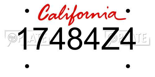 17484Z4 California License Plate