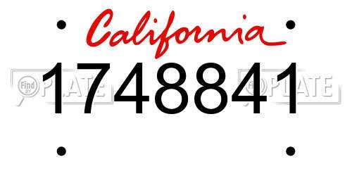 1748841 California License Plate