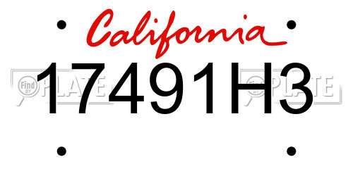 17491H3 California License Plate