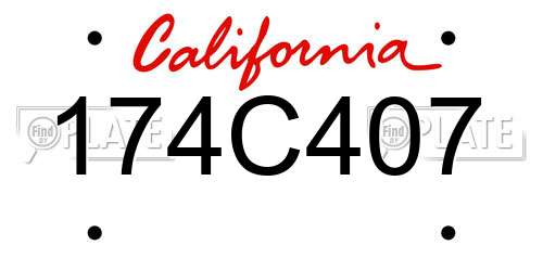 174C407 California License Plate