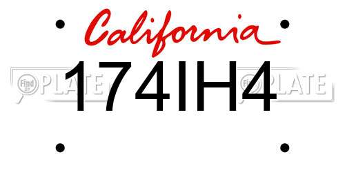 174IH4 California License Plate