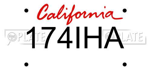 174IHA California License Plate