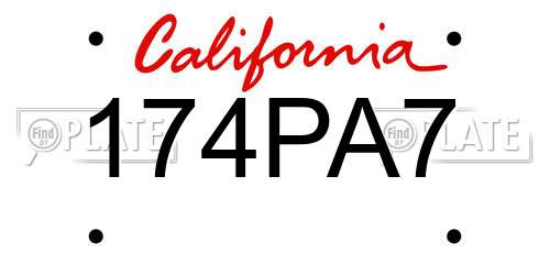 174PA7 California License Plate