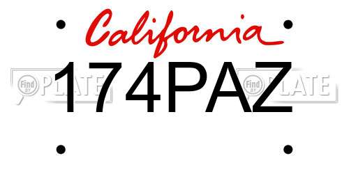 174PAZ California License Plate