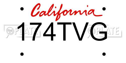 174TVG California License Plate