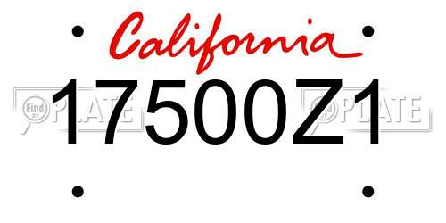 17500Z1 California License Plate