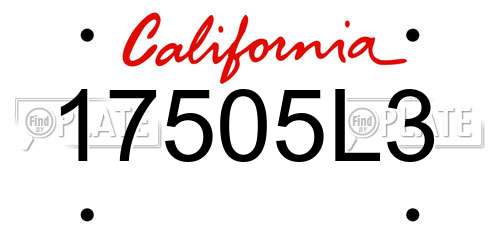 17505L3 California License Plate