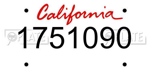 1751090 California License Plate