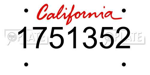1751352 California License Plate